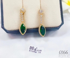 Green gem oval style earrings