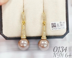 Gold Drop Pearl Earrings