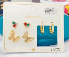 Irregular style bright gem gold earrings