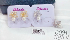 Artificial gemstone pearl exquisite earrings