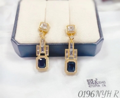 Black gem gold pendant earrings