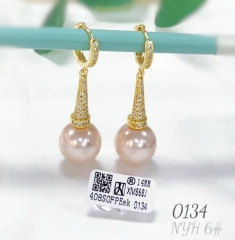 Skin Colour Pearl Gold Drop Earrings