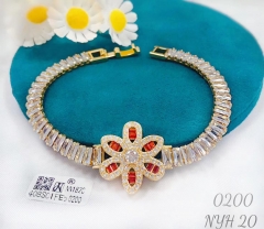 Artificial gemstone exquisite red flower bangle