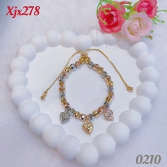 Shiny Beaded Heart Bracelet Set