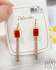 Red zircon shiny gold/silver earrings