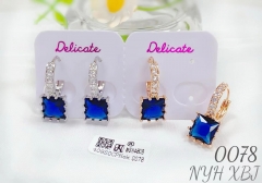 Blue Gem Gold Earrings