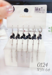 Black Gem Chain Earrings