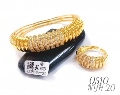 Thread Style Gold/Silver Bangle Ring Set