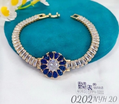 Artificial gemstone exquisite blue flower bangle