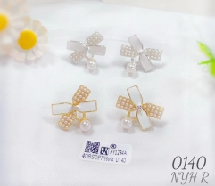 Bow pearl exquisite earrings