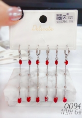 Red Gem Chain Gold/Silver Earrings