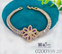 Artificial gemstone exquisite purple flower bangle