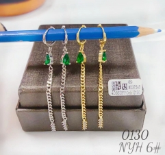 Green Gemstone Chain Earrings