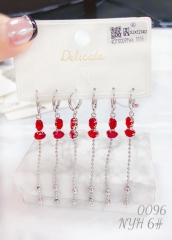 Red gem chain earrings