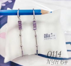 Purple Gemstone Tassel Beads Earrings