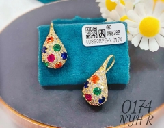 Colorful zircon versatile gold earrings