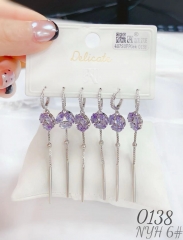 Purple Gem Chain Earrings