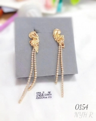 Half Butterfly Tassel Style Gemstone Gold/Silvser Stud Earrings