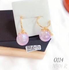 Purple pearl gold earrings