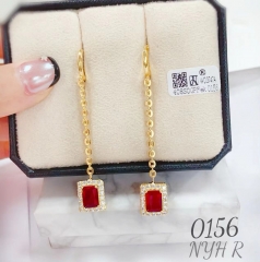 Red Gem Chain Gold/Silver Earrings