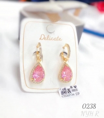 Pink zircon exquisite gold/silver earring