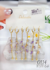 Purple bright exquisite gold/silver earring