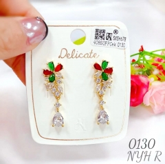 Colorful zircon flower earring