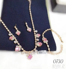 Pink zircon exquisite gold/silver jewelry set