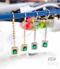 Green zircon style chain earring