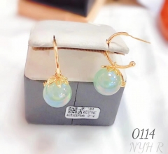 Light green pearl gold earrings