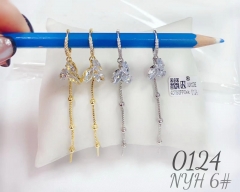 Whiter zircon chain earrings