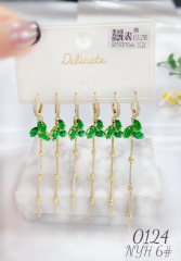 Green Gem Chain Shape Earrings