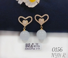 Hollow heart pearl pendant earring