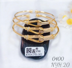 irregular hollow gem bangle set