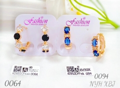 Black and White/Blue Zirconia Dazzling Earrings