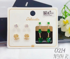 Artificial gemstone shiny earring