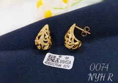 Exquisite floral hollow gold earrings