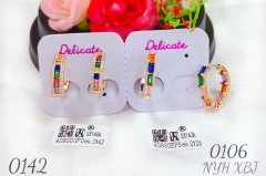 Colorful zircon bright earring