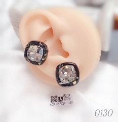 Black edged zircon earrings