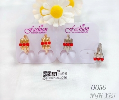 Red gem glossy exquisite earring