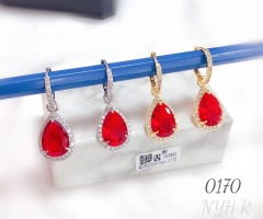 Red zircon style shiny earring