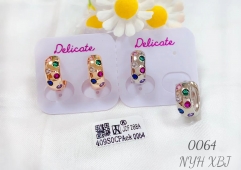 Colorful zircon inlay style bright earrings