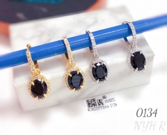 Black zircon style shiny earring