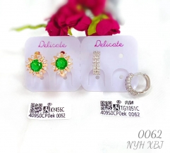 Artificial gemstone shiny earring