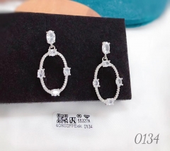 Hollow style gem silver earring