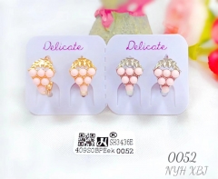 Pink color grape design dazzling earrings