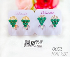 Green color grape design dazzling earrings