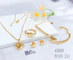 Polishing heart bright gold/silver jewelry set