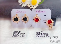 Black/red zircon dazzling earring