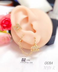 Two earrings trendy style with chain gold/silver